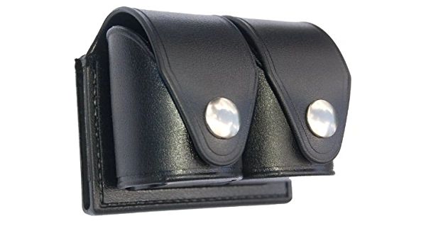HKS Dupont Hyrtel Leather Basketweave Look or plain Nylon Speedloader Cases - holds 2 revolver speed loaders securely - Image 3