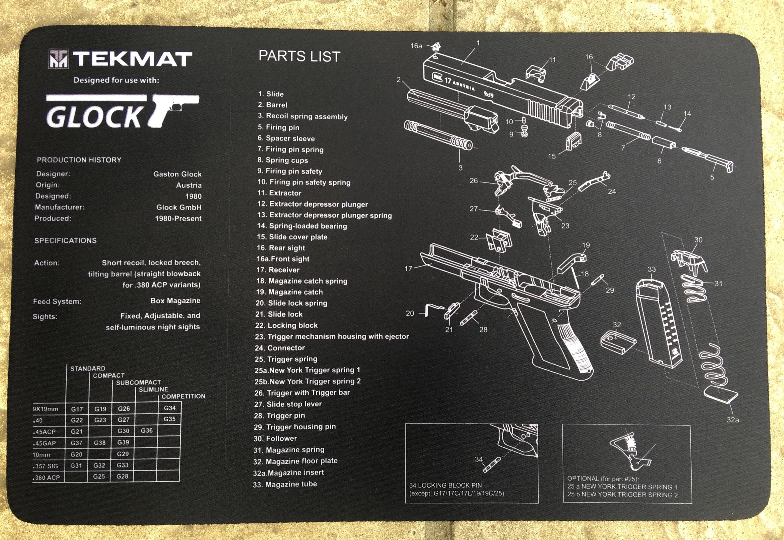 GLOCK 17 9mm PISTOL GUN CLEANING MAT by TEKMAT USA - Image 6