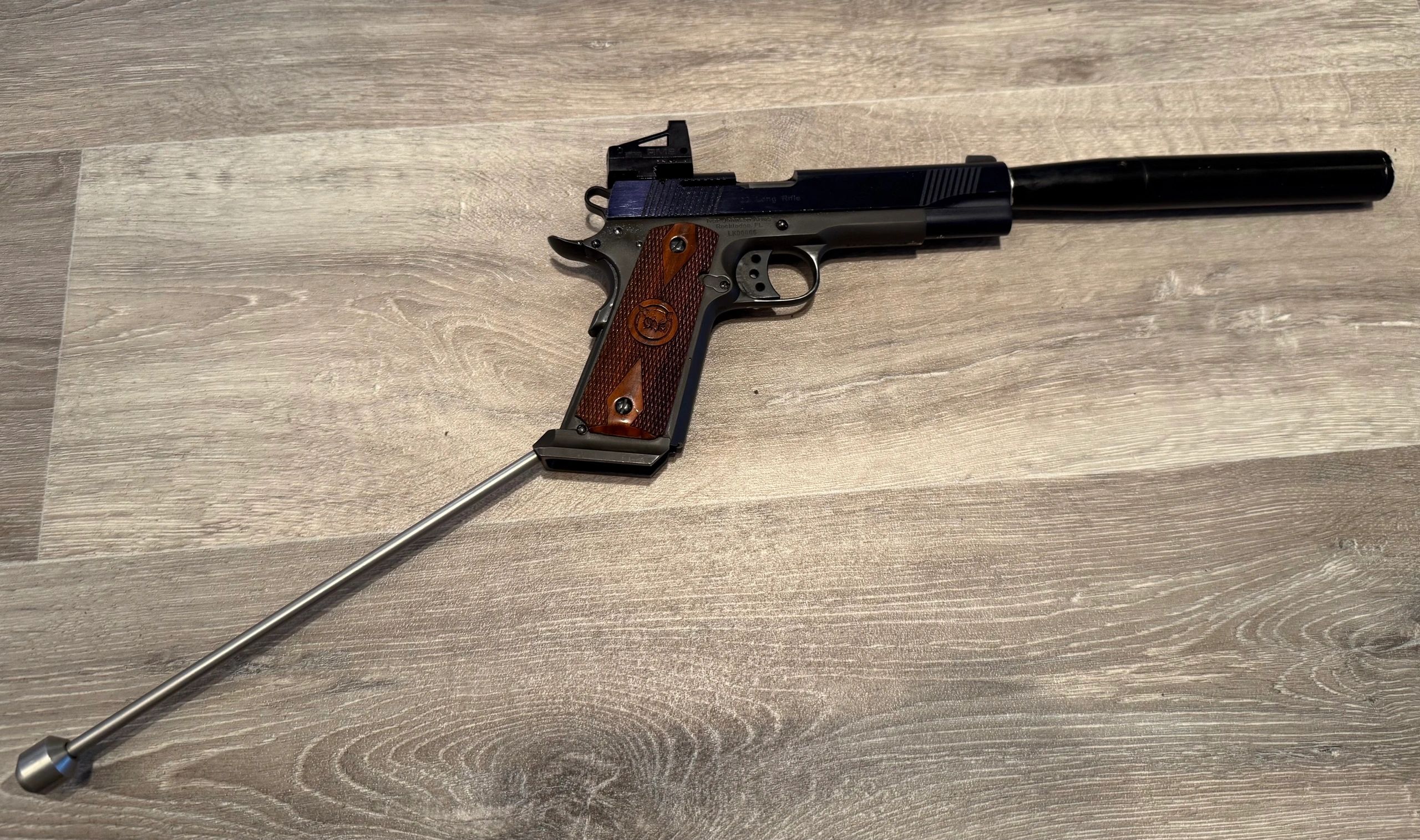 LMR Low Mills Ranges Iver Johnson Ciener .22lt Long Barrel Pistol LBP with Shield Sight RMS Red Dot - Image 3