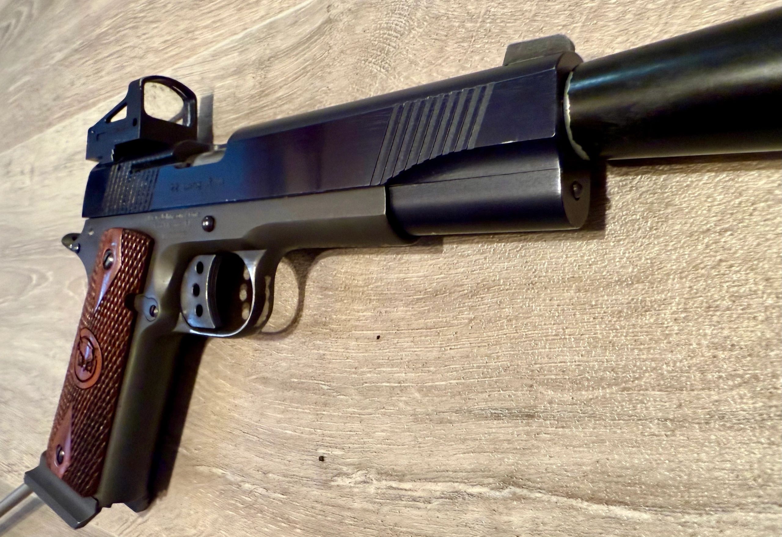 LMR Low Mills Ranges Iver Johnson Ciener .22lt Long Barrel Pistol LBP with Shield Sight RMS Red Dot